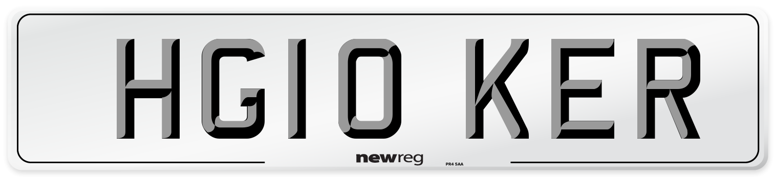 HG10 KER Number Plate from New Reg